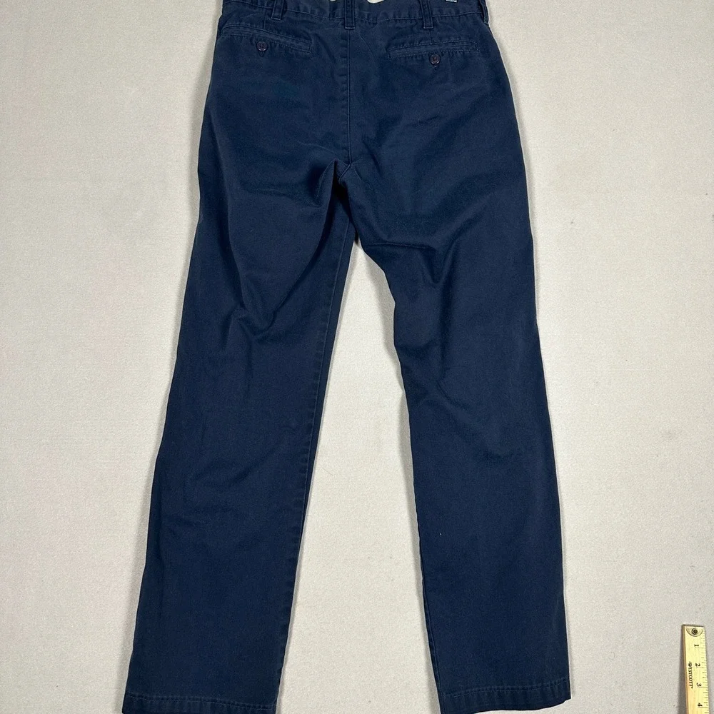 Lands End Pants Mens 31 Chino Navy Blue Straight Leg Flat Front Pockets Casual